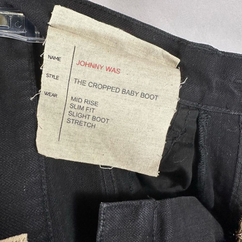 Johnny Was The Cropped Baby Boot Mid Ride Slim Fit Black Frayed Hem Jeans 25 - Picture 7 of 9